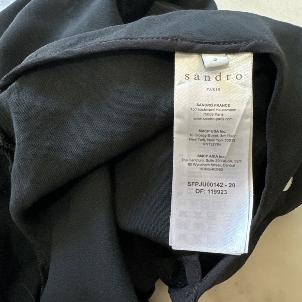 SANDRO Short Skirt with Asymmetrical Ruffle - Size 2 Black - Picture 8 of 8